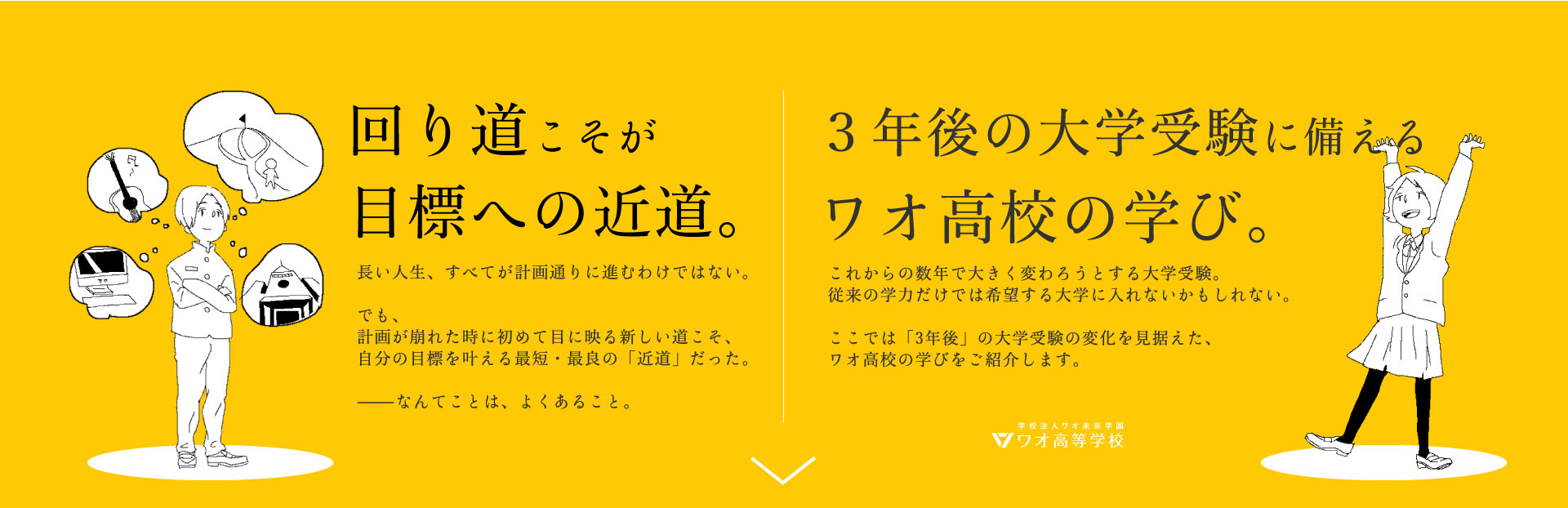 キャッチコピー「回り道こそが目標への近道」
