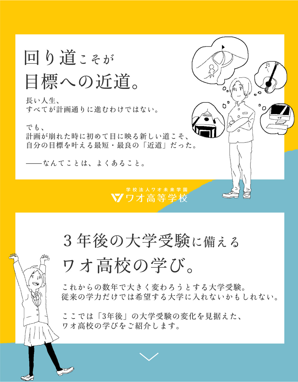 キャッチコピー「回り道こそが目標への近道」